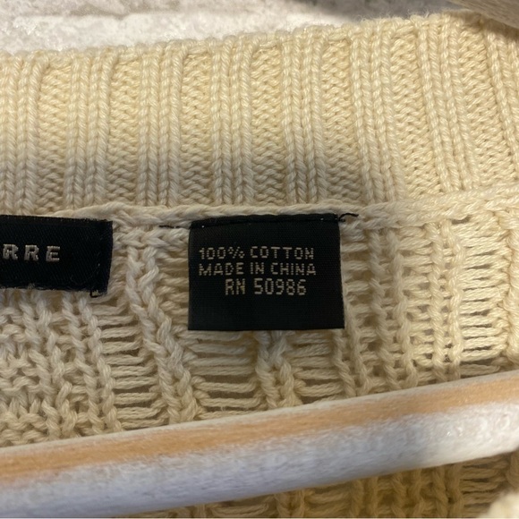 JEANNE Pierre 100% cotton knitted sweater. Size small Cream Colored - Picture 6 of 7